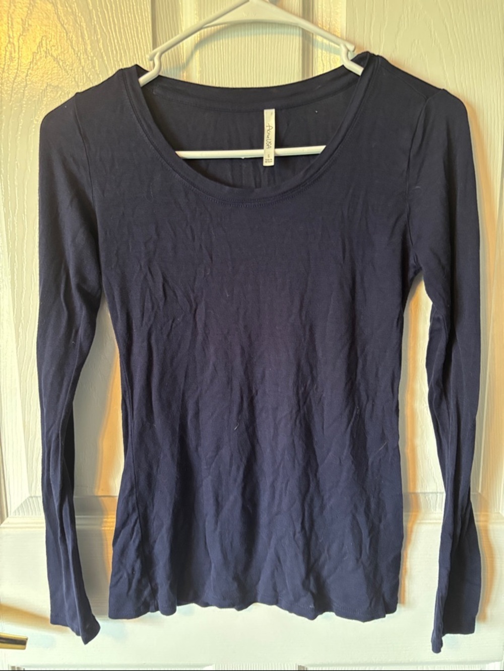 Active USA Navy Long Sleeve Scoop Neck Top
